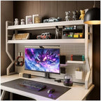 Desktop Bookshelf, Multi-Size pegboard Storage Organizer Rack,Dorm Desk Shelf, Desk Hutch,Office Desk top Storage Rack,Student Desktop Storage,Desk Shelves for top of des(White, 53.1" Lx9.9 Wx39 H by Unknown