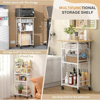 ThreeHio Rolling Kitchen Microwave Cart, 4 Tier Microwave Table Stand with Storage, Kitchen Storage Rack on Wheels, Coffee Station Cart Rack Shelf Organizer for Living Room Office, Balcony - Image 5