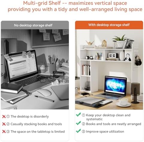 ELECWISH Desktop Bookshelf, Desk Shelf for Computer Desk, 33.46”, 5 Tier - Image 7