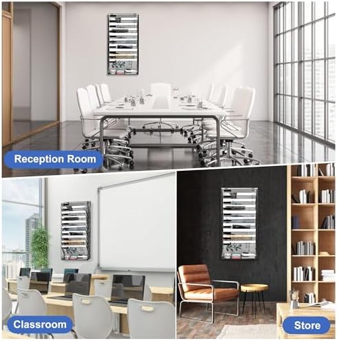 EasyPAG Wall File Holder 10 Tier Mesh Hanging Folder Organizer with Flat Tray Wall Mounted Mail Organizer Magazine Paper Desk Shelf with Nametag Label for Office Home School, Black - Image 6