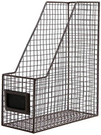 MyGift Wire Magazine Holder Set of 2, Brown File Storage Bin with Label - Image 5