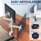 VIVO Dual Monitor Desk Mount, Heavy Duty Fully Adjustable Stand, Fits 2 LCD LED Screens up to 32 inches, White, STAND-V032W - Image 3