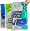 4 Pack 8.5 X 11 Inch Acrylic Brochure Holder Wall Mount, Pamphlet Holder Wall Mount, Clear Plastic Brochure Display Stand, Literature Flyer Holder Rack For Pamphlets, Mail , Magazines, Booklets Hold(With Business Card Holder) by Nellvita