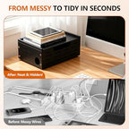 Wooden Cable Management Box - A Stylish Cable Storage Box, Suitable for Power sockets, USB Hiding, TV Cables, Desktop and Floor Cables - a Large Cable Storage Box for Management - Image 2
