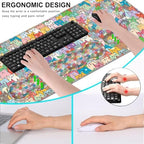 Mouse Pad,Large Pink Desk Mat, 4in1 XXL Mousepad + Keyboard Wrist Rest+Mouse Wrist Rest+Coaster Set with Ergonomic Desk Pad for Home Office Table Computer-Colorful Cats - Image 6