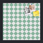 PinPix 13x13 inch Cork Bulletin Board. This Decorative Framed Pin Board Comes with Diamond Pattern in Green and White Design and Satin Black. Ideal for Home, Office Decor or School (PinPix-330) by PinPixBulletinBoards