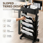 5 Tier Rolling Book Cart Multi-Functional Movable Storage Bookshelves - Image 6