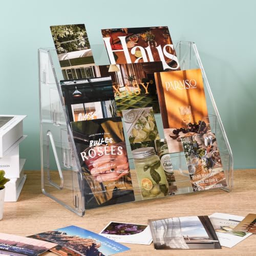 CELSOL 2 Pack Upgraded 4 Tier Acrylic Card Display Stand, Clear Display for Greeting Cards, Sports Cards, Postcards, Stickers & Brochures, Easy Snap-On, Increased Height & Thickness for Better Presentation (4 Tier 2 Pack) - Image 6
