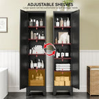 COFaR 67" Metal Pantry Cabinet, Black Storage Cabinet with Magnetic Door & 4 Adjustable Shelves, Slim Freestanding Cupboard for Office, Kitchen, Bathroom - Image 5