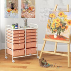 LDAILY 12 Drawer Rolling Storage Cart, Craft Cart Organizer on Wheels w/Metal Frame, Large Capacity & Smooth Drawer, Rolling Cart w/Drawers for Classroom, Office - Image 2