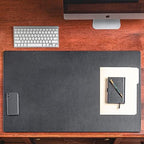 Dacasso Pad Without Side Rails Luxury Leather Blotter for Writing-Executive Desk Surface Protector, 34” x 20”, Black - Image 3
