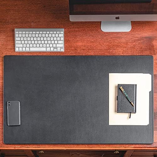 Dacasso Pad Without Side Rails Luxury Leather Blotter for Writing-Executive Desk Surface Protector, 34” x 20”, Black - Image 3
