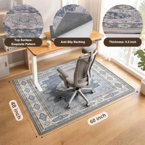 Office Chair Mat - for Hardwood Floors, Large Non-Slip Easy-Clean Floor Protection Blanket (Blue, “60 x 48in”) - Image 2