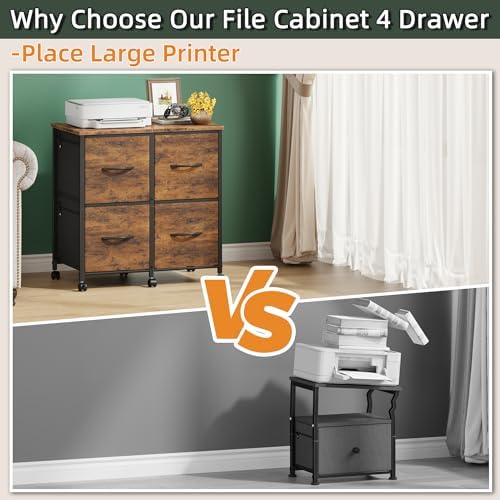 HIGDBFE 4 Drawer Lateral File Cabinet, Mobile Filing Cabinet Printer Stand - Image 3