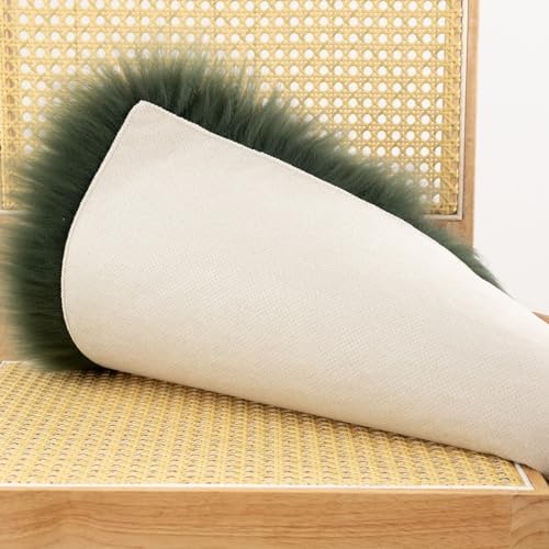 LLB Sheepskin Chair Covers - Office & Dining Room Chair Pads - 18x18 Inch, Dark Green - Image 6