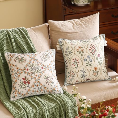 ISAENNE Designer Linen Throw Pillow Cover,Set of 2,18"x18"-Serenity B - Image 3