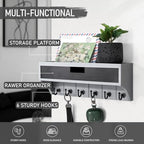 Rebee Vision Key Holder Wall Mount with Shelf for Apartment, Gray & Black - Image 3