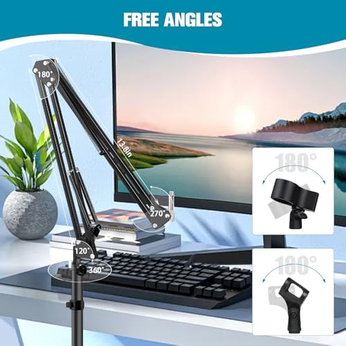 BILIONE Mic Stand Floor Boom Arm for Studio, Podcast, Recording, Streaming - Image 4