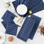 Homaxy Cotton Terry Kitchen Towels and Dishcloths Set of 10, Navy Blue - Image 6