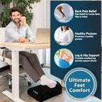 ComfiLife Foot Rest for Under Desk at Work – Adjustable Desk FootRest for Office Chair, Gaming Accessories – Ergonomic Teardrop Design for Back, Hip & Leg Pain Relief – 100% Memory Foam (Black) - Image 4