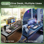 Huuger 63'' x 19.7'' Computer Desk with Power Outlets, 0.95'' Thick Desktop - Image 3