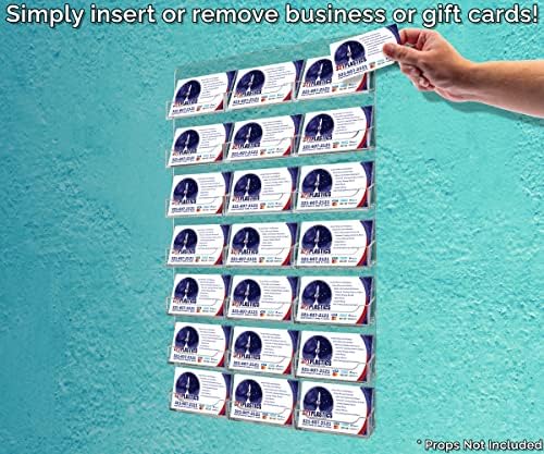 Marketing Holders Wall Business Card Holder with Hanging Hardware for 3.5" x 2" Gift Cards Clear Acrylic 21 Slot Display Holds 50 Contact or 30 Membership Cards No Assembly - Image 2