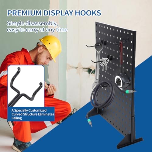 2Pcs Metal Pegboard Display Stand with 24 Peg Hooks for Craft Shows & Fairs,Black Jewelry Retail Display Rack for Selling Accessories,Display Stands for Earring,Pin Stands,Retail Vendors(16*12inch) - Image 7
