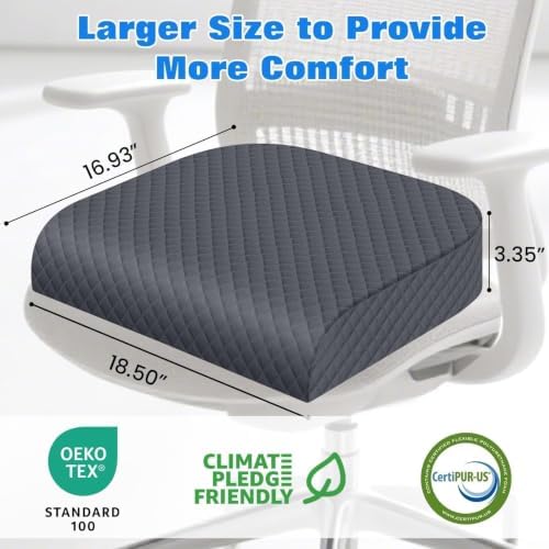 Seat Cushion, Office Chair Cushion, Chair Pad, Large, Gray, X-Large - Image 2