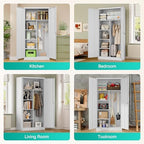 Wide & Deep Metal Storage Cabinet with Hanging Rod,White Broom Closet Storage Cabinet with Lock,72" Tall Wardrobe Cabinets with Doors and Shelves,Locking Steel Tool Cabinets for Home,Office,Garage - Image 4
