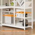 58" White L Shaped Desk with Bookshelf and 3 Drawers for Home Office - Image 7
