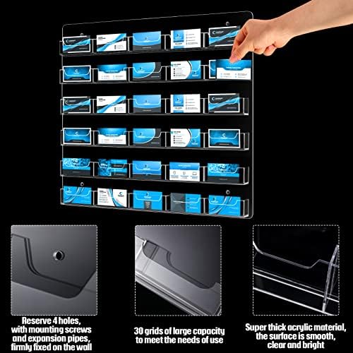 Hillban Acrylic Business Card Holder Wall Mount Office, 30 Pockets - Image 3