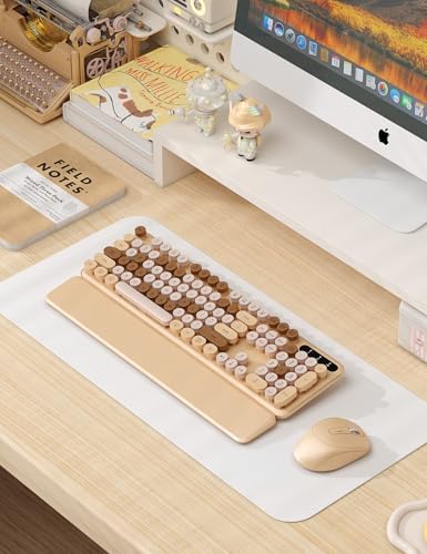 Wireless Keyboard and Mouse Combo, Cute Typewriter, Magnetic Wrist Rest - Image 2