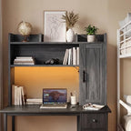 Dorm Desk Hutch, 37.4" Desktop Shelf with 6 Shelves & Power Outlet - Image 3