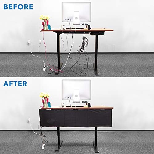 Mount-It! Under Desk Modesty Panel for Office Desks and Sit Stand Workstations [60 Inches Wide] Mesh Organizer Pockets for Cables and Wires (Black) - Image 4