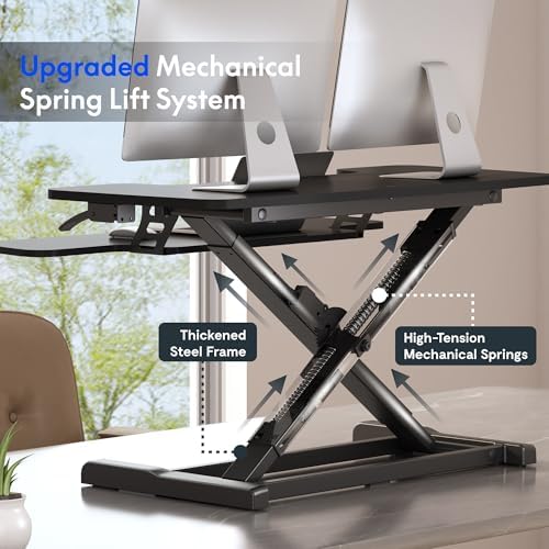 FLEXISPOT Standing Desk Converter 36" Desk Riser, Height Adjustable Desktop Riser Sit Stand Computer Workstation, Spacious Stand Up Desk Converter for Laptop Keyboard and Monitor Setup, Black - Image 5