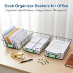 6 Pack Desk Drawer Organizer Letter Tray – Stackable Metal Mesh Wire Paper Trays | A4 Paper Document Desk Basket with Smooth Edges | Rust Proof Storage Tray for Home Office School Desk - Image 2