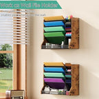 Jakyitvi 5 Tiers Ironwood Wall Desk File Holder Organizer Organizer, Brown - Image 3