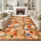 DUKINO 6x9 Area Rugs, Floral Washable Rug for Living Room Non Slip, Orange by DUKINO