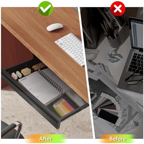 POPMOON 13.8 inch Under Desk Drawer Organizer Pull Out Metal Storage Drawer - Image 2