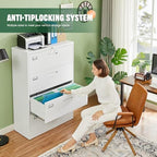 Letaya 4 Drawer File Cabinet with Lock, Metal Lateral Filing Cabinet Wide Office Organization Storage for Home Office Hanging Letter/Legal/F4/A4 (White-Requires Installation) - Image 4