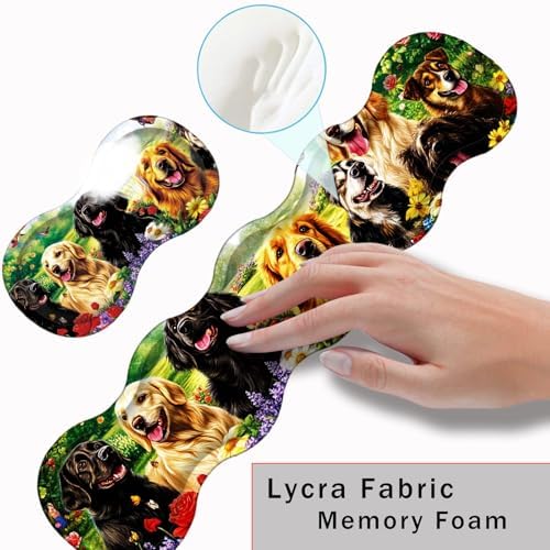Keyboard Wrist Rest and Mouse Pad with Wrist Support Set Ergonomic Coaster,Memory Foam,Easy Typing Pain Relief,Large XL Desk Mat 31.5"x 11.8",Dog with Butterflies and Flowers - Image 5