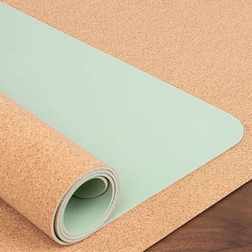 Cork Leather Desk Mat, Dual-Sided Desk Pad, Desk Pad Office Desk Mat, Waterproof Large Mouse Pad, Desktop Writing Pad Desk Accessories for Home Office (120 * 60cm,Green) by XIEMINLE
