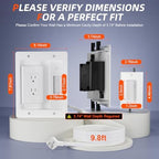 in Wall Cable Management Kit,TV Cable Hider Wall Kit with Brush Wall Plate and 9.8FT Cord,2 AC Outlets,Recessed Outlet Box for Wall Mount TV Home Theater Setups Cords Organizer - Image 2
