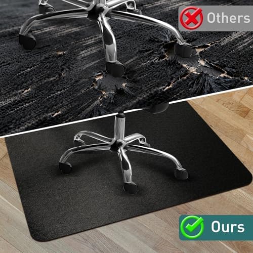 Office Chair Mat for Hardwood Floor: 63" x 51" Extra Large Black Office Chair Mats Anti-Slip Desk Floor Mat for Hardwood Floors Heavy Duty Sturdy Floor Protector Mat Under L Computer Desk - Image 6