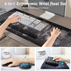 Ospelelf Ergonomic Mouse Pad and Keyboard Stand Wrist Rest Pad Set with Large Mousepad, Memory Foam Comfort, Premium Office Desk Accessories for Pain Relief and Efficiency, Black Map - Image 2