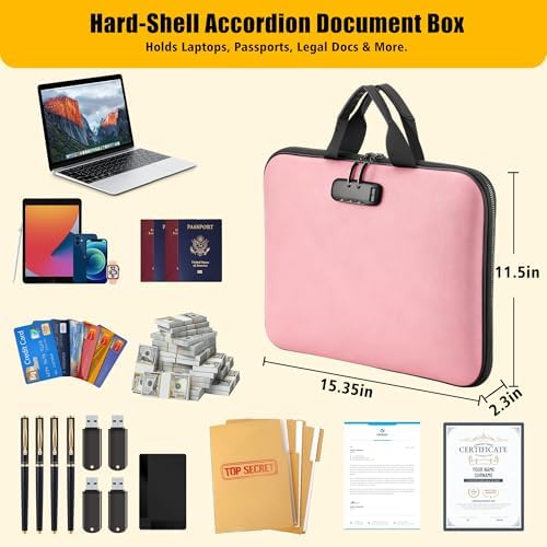 facka Fireproof Document Organizer Box with Lock, 13 Pocket Safe File Bag - Image 3