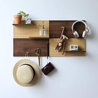 Wooden Pegboard Modular Display Organization Storage Wall Decor Hooks Shelf 15.2in x 7.6in 2-Pack (Color:Walnut) - Image 5