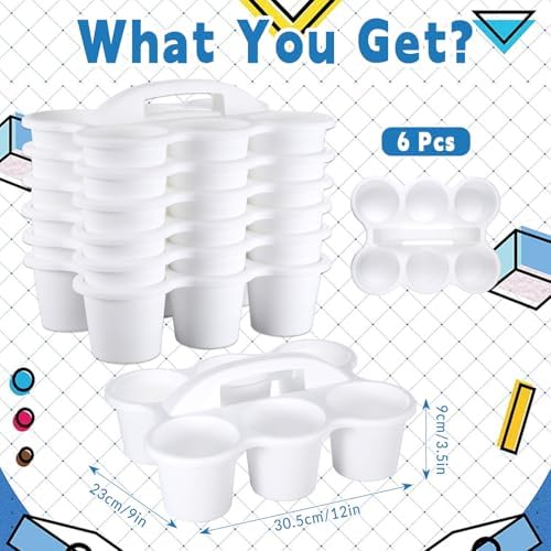 gisgfim 6 Pack Classroom Caddy Organizer with Handle, 6 Compartments, White - Image 2