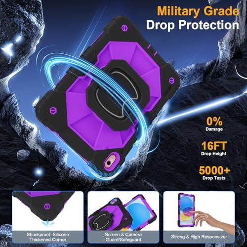 Case for iPad (A16) 11th/10th Generation 11/10.9 Inch 2025/2022, Ubearkk for iPad a16 case with Screen Protector, 360 Degree Rotating Stand Shoulder Strap Pencil Holder,Black Purple - Image 4