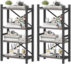 2-Pack Desktop Bookshelf, 4-Tier Stackable Narrow Bookcase, Adjustable Industrial Desk Organizer & Hutch - Rustic Brown Wood Desktop Book Organizer for Living Room, Bedroom & Home Office by Homeiju
